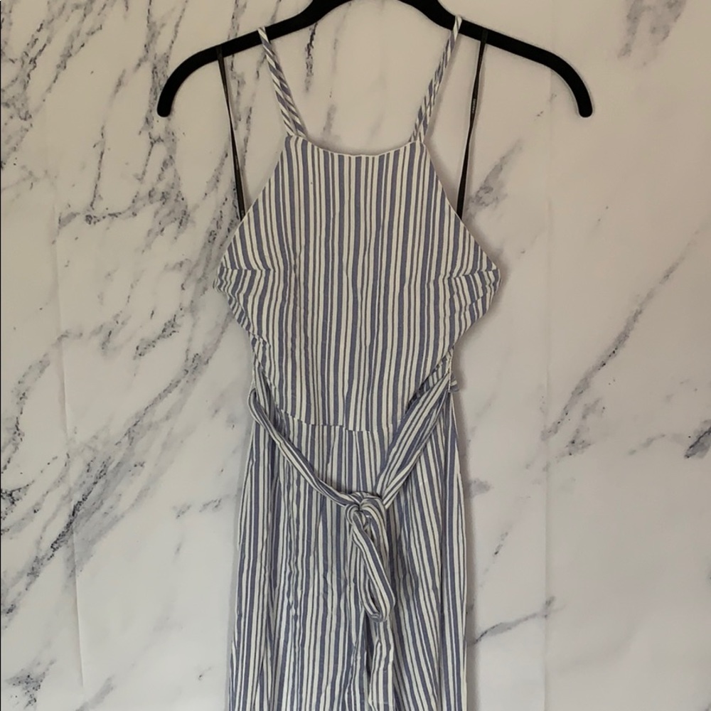 Blue and White Striped Jumpsuit